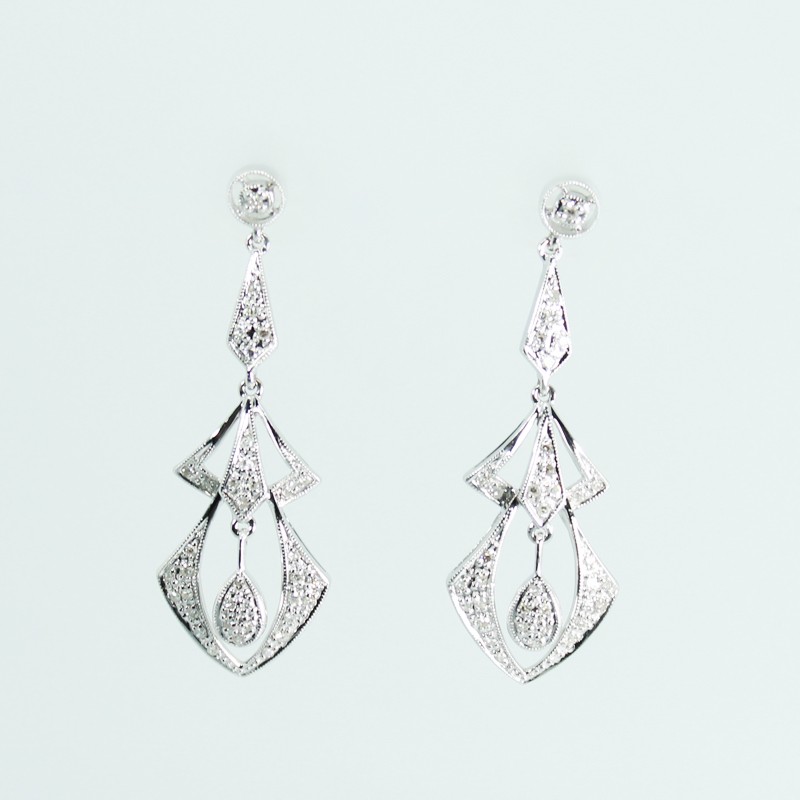 ARETES DE ORO BLANCO CON BRILLANTES