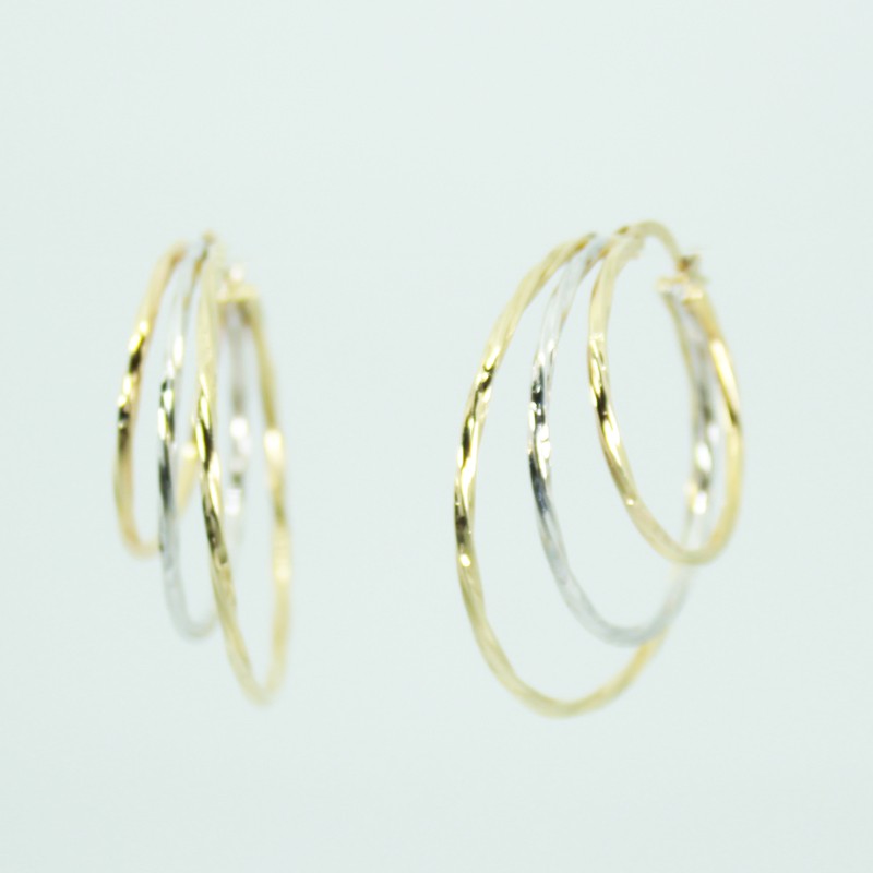 ARETES ARGOLLAS 3 TONOS DE ORO