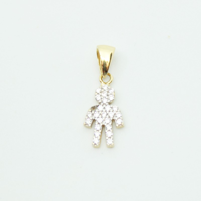DIJE DE NIÑO ORO AMARILLO CON CIRCONES